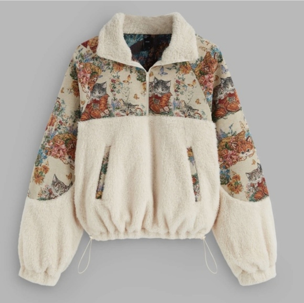 Cider Cat Fleece Pullover Sweatshirt Cottagecore Size 1X